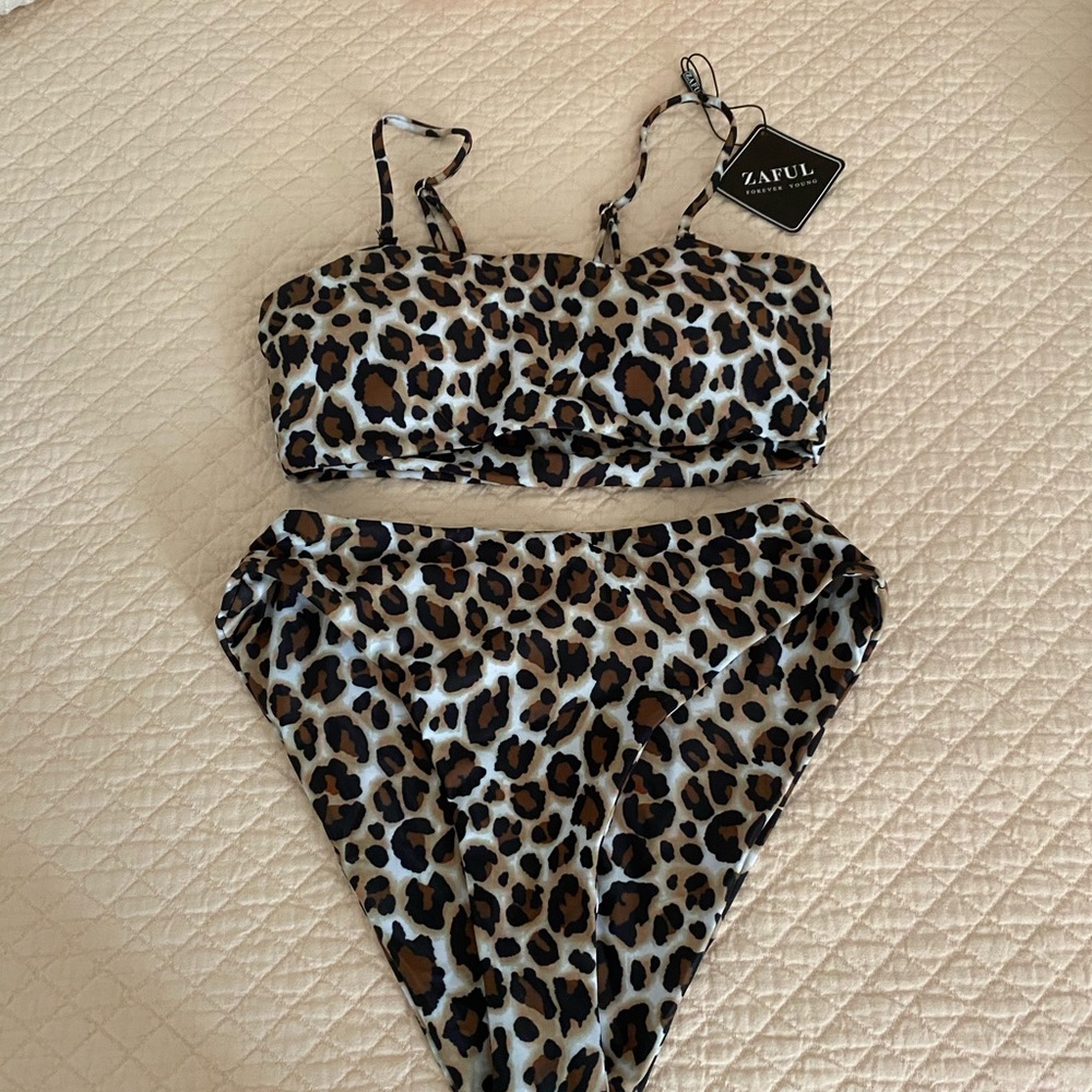 Cheetah Print High Waisted Bikini